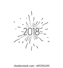 Happy New 2018 Year. Holiday Vector Illustration With Typographic Composition. Happy New Year 2018 Label With Star Burst. NYE Logo Design