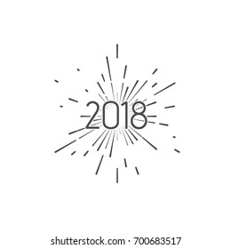 Happy New 2018 Year. Holiday Vector Illustration of Lettering Composition with burst