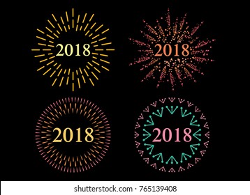 Happy New 2018 Year. Holiday Vector Illustration With Festive Typographic Composition.