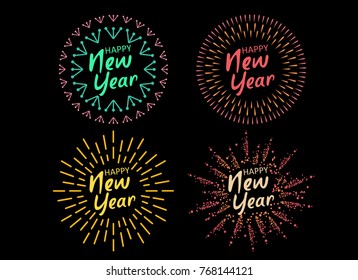 Happy New 2018 Year. Holiday Vector Illustration With Festive Typographic Composition.