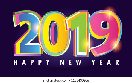 Happy new 2019 year - banner card