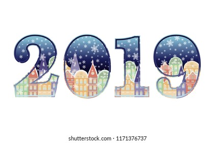 Happy New 2019 year banner, vector illustration