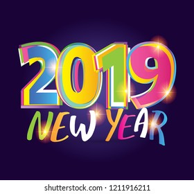 Happy new 2019 year - banner template design