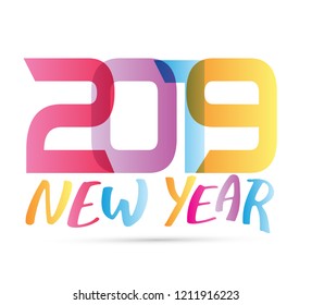 Happy new 2019 year - banner template design