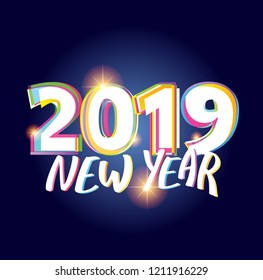 Happy new 2019 year - banner template design