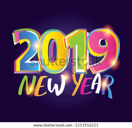 Happy new 2019 year - banner template design
