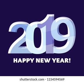 Happy new 2019 year - bright color banner