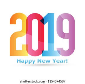 Happy new 2019 year - bright color banner