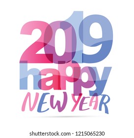 Happy new 2019 year - color design template banner