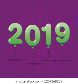 Happy New 2019 Year. Festive poster or banner design - Vector