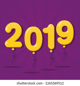 Happy New 2019 Year. Festive poster or banner design - Vector
