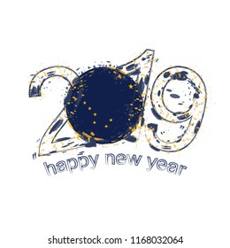 Happy New 2019 Year with flag of Alaska US State. Holiday grunge vector illustration.