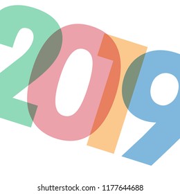 Happy new 2019 year. Greetings card. Colorful design. Vector illustration.