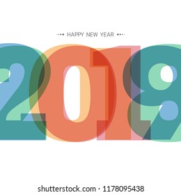 Happy new 2019 year. Greetings card. Colorful design. Vector illustration.