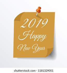 Happy new 2019 year. Greetings card. Colorful design. Vector illustration.