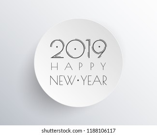 Happy new 2019 year. Greetings card. Colorful design. Vector illustration.