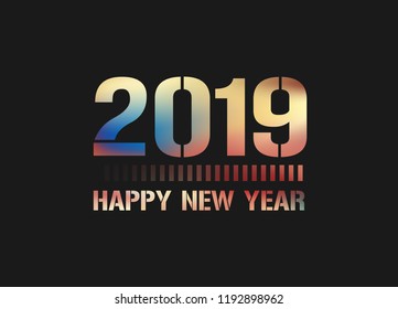 Happy new 2019 year. Greetings card. Colorful design. Vector illustration.