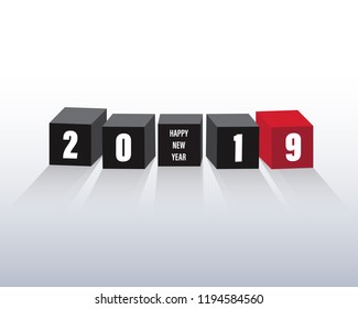 Happy new 2019 year. Greetings card. Colorful design. Vector illustration.