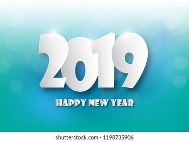 Happy new 2019 year. Greetings card. Colorful design. Vector illustration.