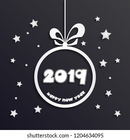 Happy new 2019 year. Greetings card. Colorful design. Vector illustration.