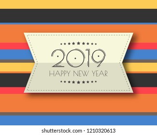 Happy new 2019 year. Greetings card. Colorful design. Vector illustration.