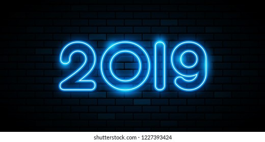 Happy new 2019 year. Greetings card. Colorful design. Vector illustration.