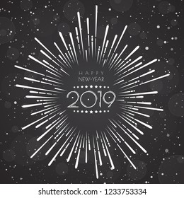 Happy new 2019 year. Greetings card. Colorful design. Vector illustration.