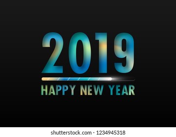 Happy new 2019 year. Greetings card. Colorful design. Vector illustration.