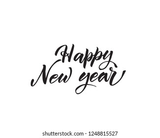Happy New 2019 Year. Holiday Vector lettering Illustration With Lettering Composition and Burst Vintage Festive Label