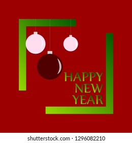 Happy New 2019 Year. Holiday Vector Illustration With Lettering Composition and Burst. Vintage Festive Label