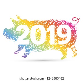 Happy new 2019 year - pig character