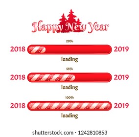 Happy new 2019 year. Progress bar. Vector illustration.