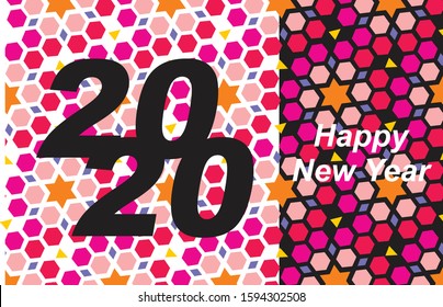 Happy new 2020! With elegant designs typical Indonesian batik motifs, minimalist template.