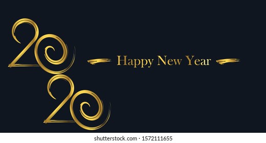 Happy new 2020 year background vector design.Elegant gold text with light