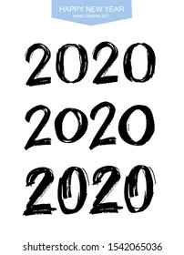 Happy new 2020 Year - beautiful hand drawn lettering invitation postcard