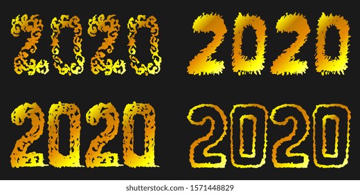Happy New 2020 Year. Creative font. Holiday vector illustration 2020. Festive poster or banner design
