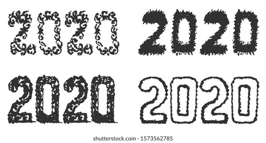 Happy New 2020 Year. Creative font. Holiday vector illustration 2020. Festive poster or banner design