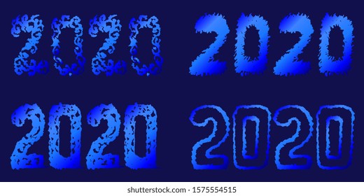 Happy New 2020 Year. Creative font. Holiday vector illustration 2020. Festive poster or banner design