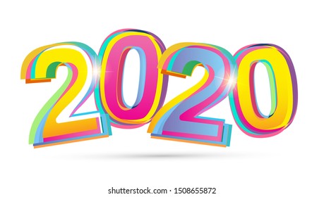 Happy New 2020 Year - cute template poster banner art postcard