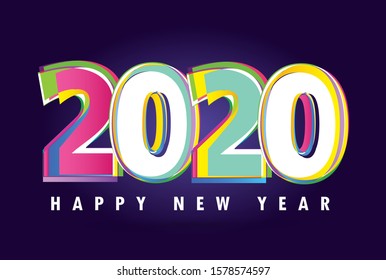 Happy new 2020 year - cute template poster banner art. Happy new year  - for invitation.