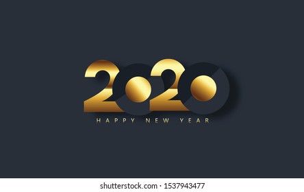 Happy new 2020 year Elegant gold text with light