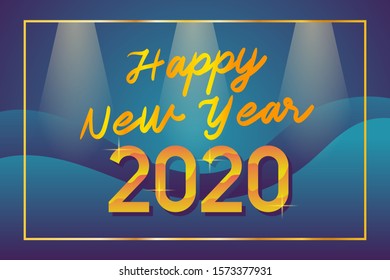 Happy new 2020 year Elegant gold text with light background