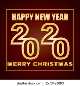 Happy new 2020 year! Elegant gold text. Minimalistic template.
