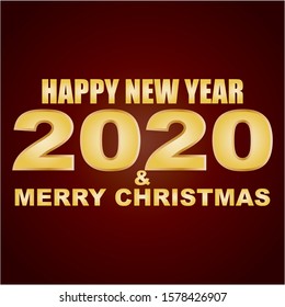 Happy new 2020 year! Elegant gold text. Minimalistic template.
