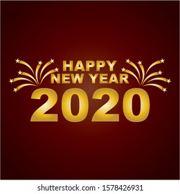 Happy new 2020 year! Elegant gold text. Minimalistic template.
