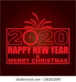 Happy new 2020 year! Elegant  text. Minimalist template.
