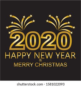 Happy new 2020 year! Elegant  text. Minimalist template.

