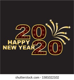 Happy new 2020 year! Elegant  text. Minimalist template.
