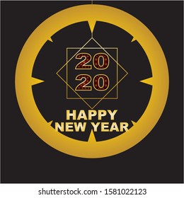 Happy new 2020 year! Elegant  text. Minimalist template.
