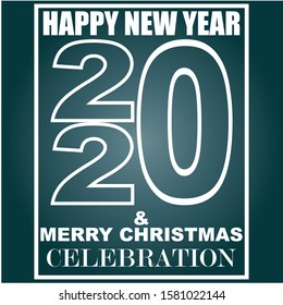Happy new 2020 year! Elegant  text. Minimalist template.
